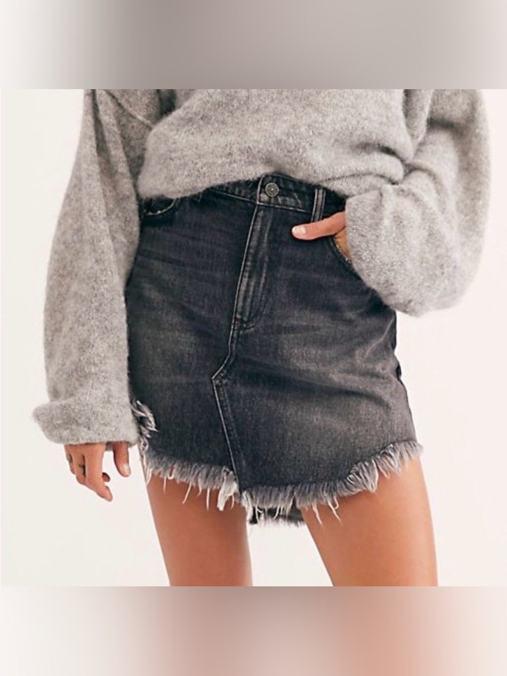 We The Free Maverick Black Denim Skirt (27) NWT